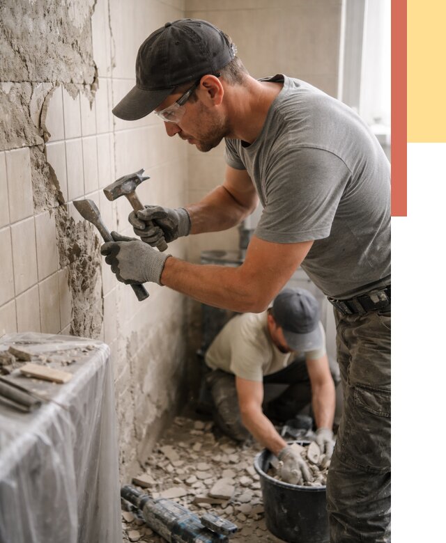 Демонтаж плитки со стен в Вологде от 873 руб. — быстро и недорого | ОТДЕЛОЧНИК-Вгд