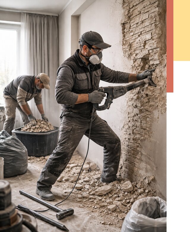 Демонтаж декоративного камня в Вологде от 1489 руб/м² — быстро и недорого | ОТДЕЛОЧНИК-Вгд