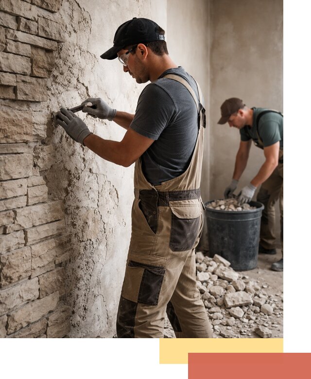 Демонтаж декоративного камня в Вологде профессионально и безопасно