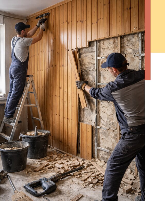 Демонтаж вагонки со стен в Вологде от 1489 руб. — снятие, удаление, срочно | ОТДЕЛОЧНИК-Вгд