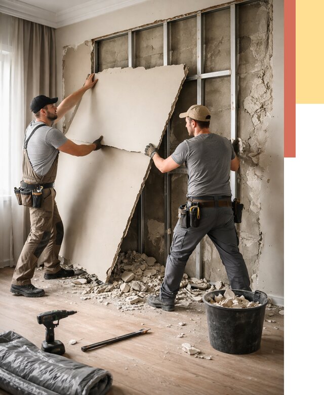 Демонтаж гипсокартона со стен в Вологде от 360 руб. — услуги демонтажа | ОТДЕЛОЧНИК-Вгд