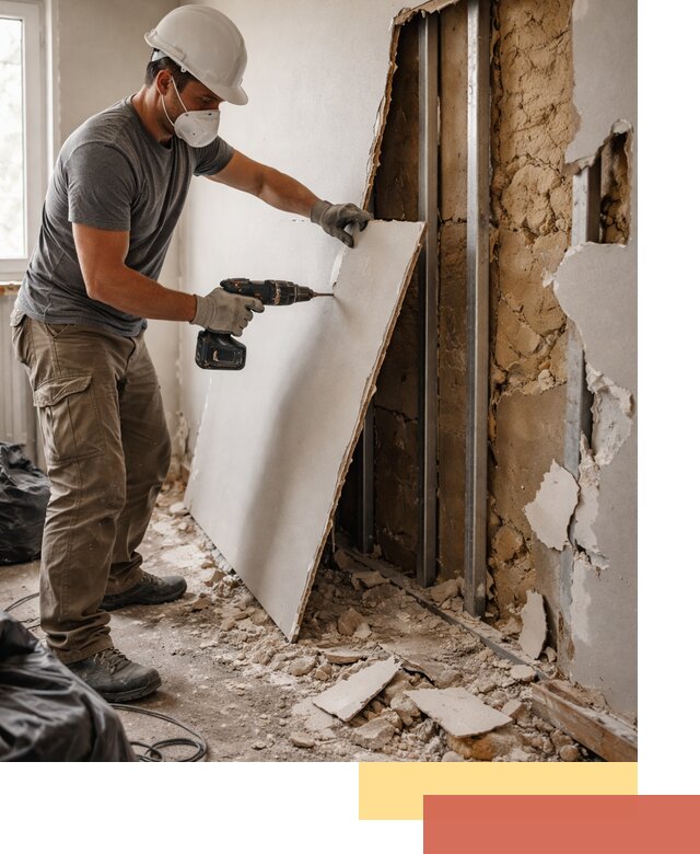 Демонтаж гипсокартона со стен в Вологде качественно и быстро