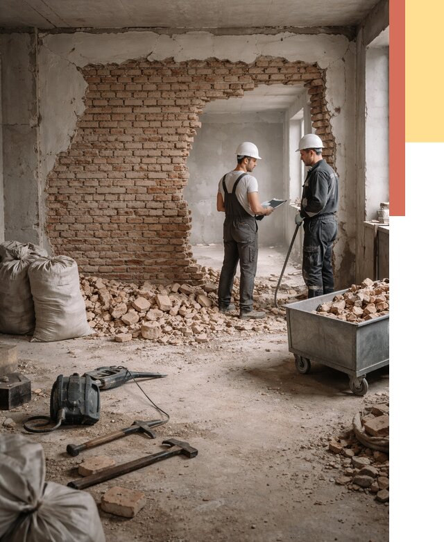 Демонтаж кирпичных стен в Вологде от 4314 руб. — быстро, недорого, под ключ | ОТДЕЛОЧНИК-Вгд