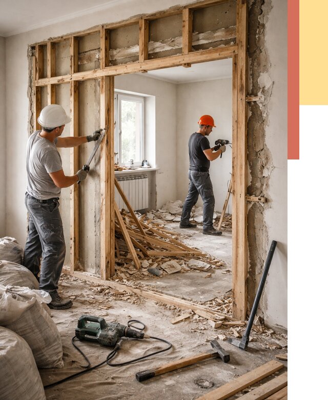 Демонтаж деревянных перегородок в Вологде от 3287 руб. — быстро и недорого | ОТДЕЛОЧНИК-Вгд