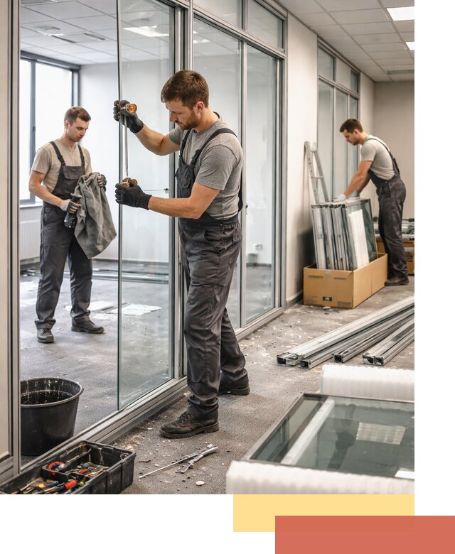 Демонтаж стеклянных перегородок в Вологде быстро и безопасно