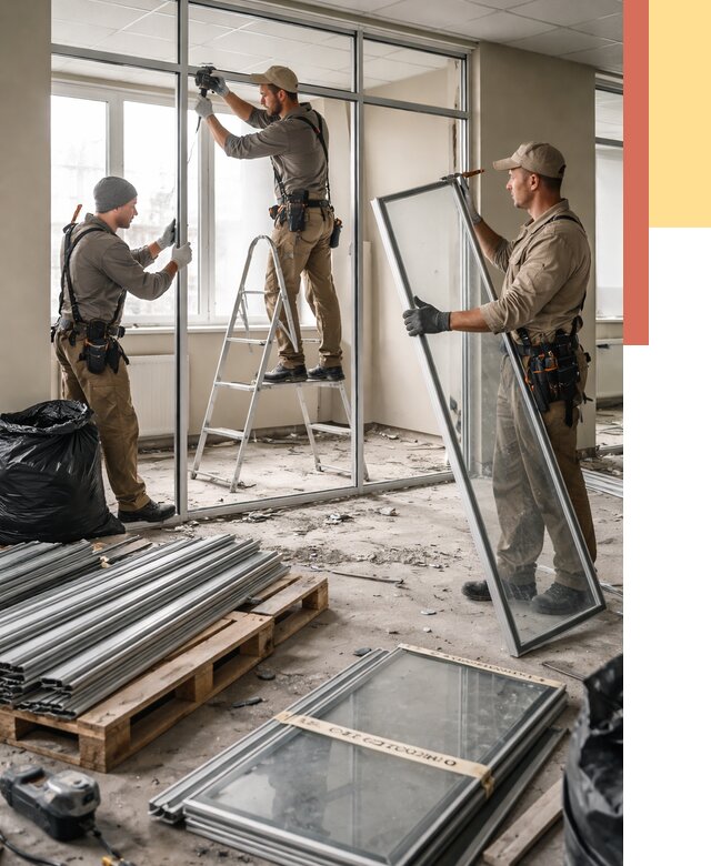 Демонтаж алюминиевых перегородок в Вологде от 4314 руб. — быстро и недорого | ОТДЕЛОЧНИК-Вгд