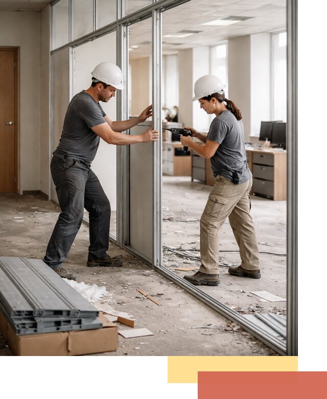 Демонтаж алюминиевых перегородок в Вологде быстро и аккуратно