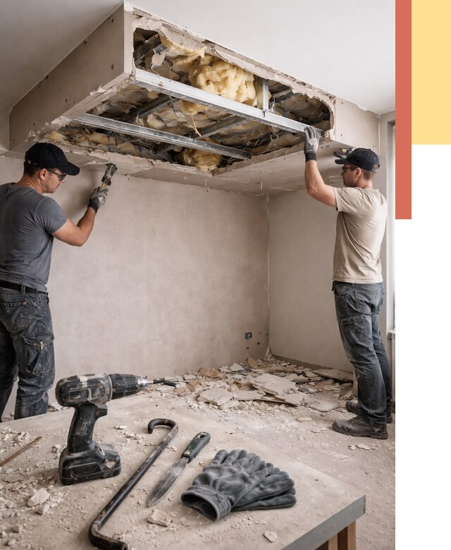 Демонтаж короба из гипсокартона в Вологде от 1561 руб. — быстро и недорого | ОТДЕЛОЧНИК-Вгд