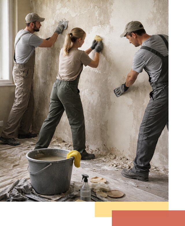 Очистка стен от клея и грунтовки в Вологде качественно и быстро