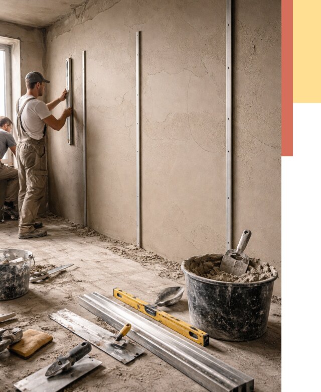 Штукатурка стен по маякам в Вологде от 5650 руб./м² — выравнивание под ключ | ОТДЕЛОЧНИК-Вгд