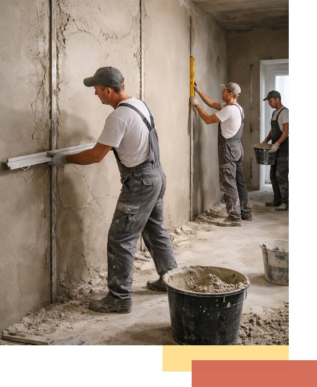 Штукатурка стен по маякам в Вологде — точная и ровная поверхность