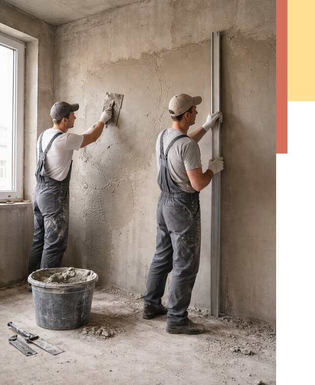 Штукатурка бетонных стен в Вологде от 4622 руб/м² — качественно и быстро | ОТДЕЛОЧНИК-Вгд