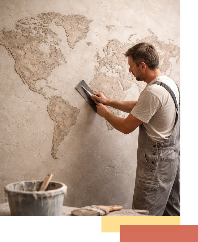 Декоративная штукатурка «Карта мира» под ключ в Вологде