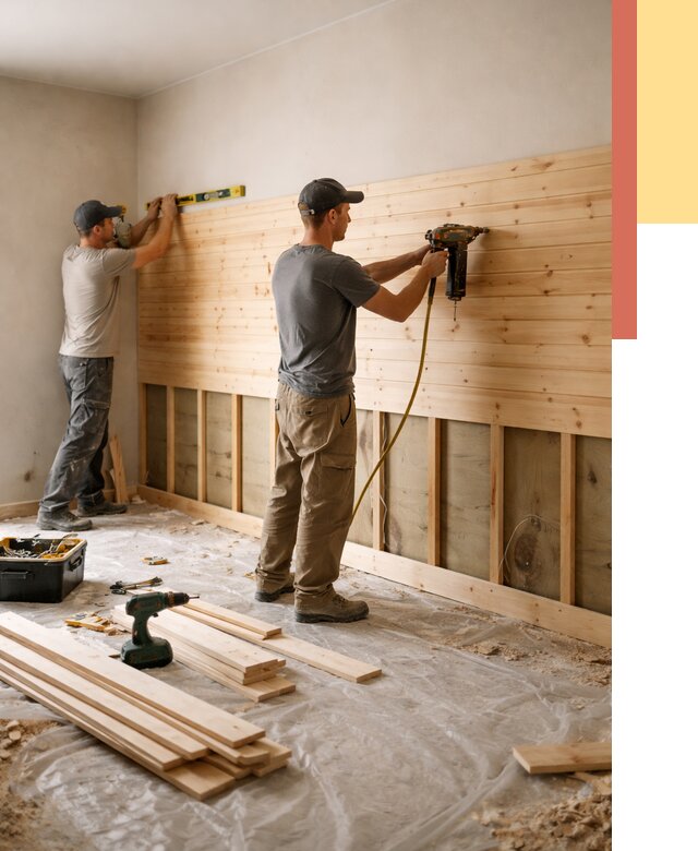 Монтаж деревянной вагонки на стены в Вологде от 7704 руб. | Услуги монтажа вагонки | ОТДЕЛОЧНИК-Вгд