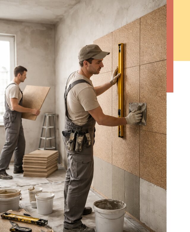 Монтаж пробковых панелей на стены в Вологде от 3595 руб. — ОТДЕЛОЧНИК-Вгд