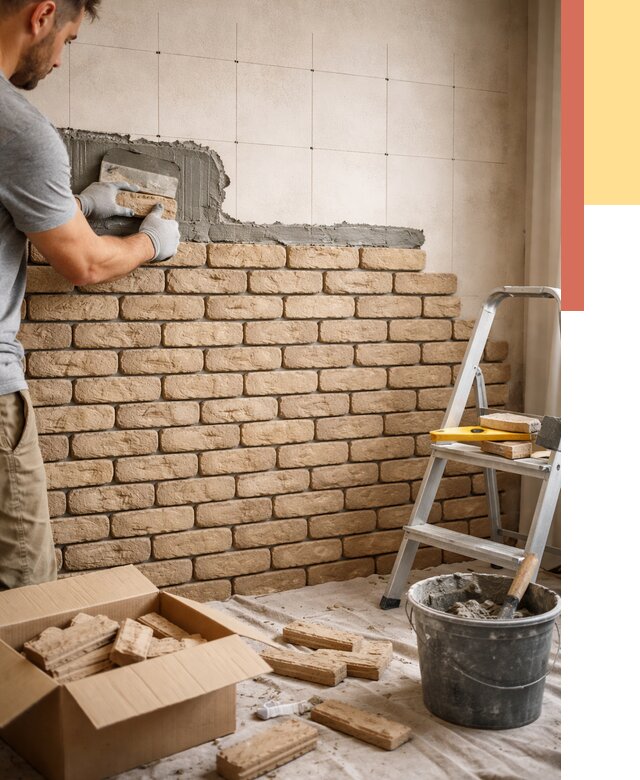 Монтаж декоративного кирпича в Вологде от 3287 руб./м² — быстро и недорого | ОТДЕЛОЧНИК-Вгд