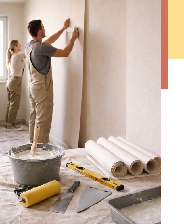 Поклейка бумажных обоев в Вологде от 5650 руб./м2 — быстро и недорого | ОТДЕЛОЧНИК-Вгд