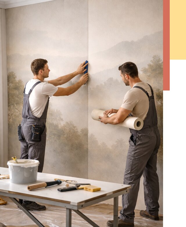 Поклейка фотообоев в Вологде от 8731 руб/м² — быстро и недорого | ОТДЕЛОЧНИК-Вгд