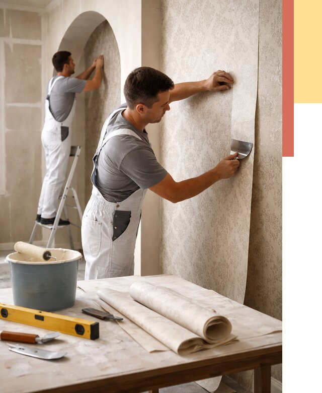 Поклейка обоев на сложные стены в Вологде от 2876 руб. под ключ | ОТДЕЛОЧНИК-Вгд