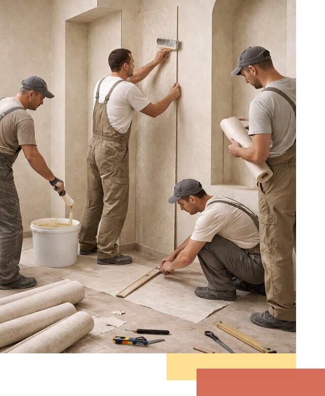 Поклейка обоев на сложные стены и неровные поверхности в Вологде