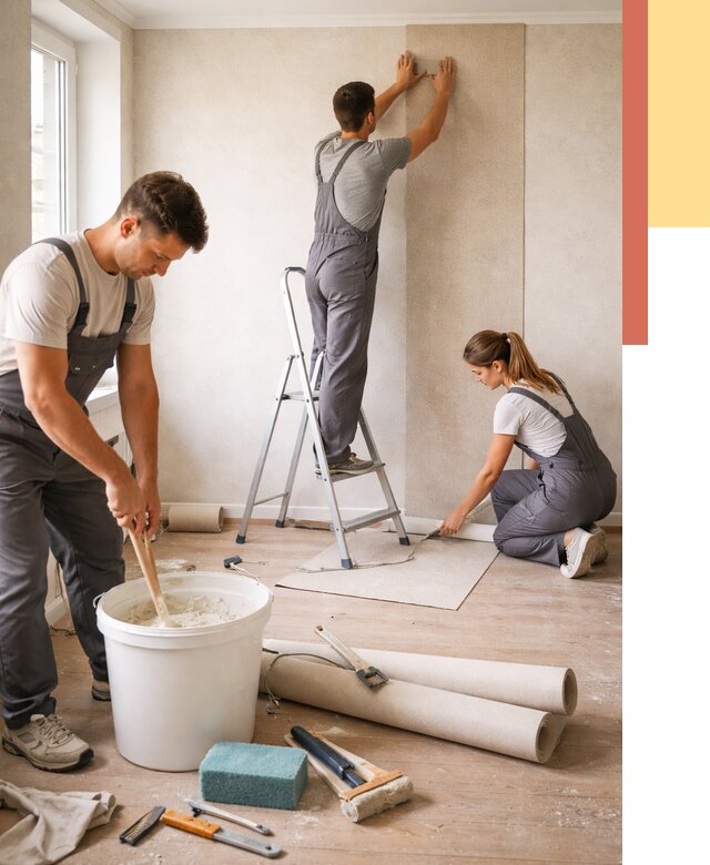 Оклейка стен обоями в Вологде от 3595 руб/м2 — быстро и недорого | ОТДЕЛОЧНИК-Вгд