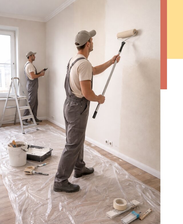 Покраска стен акриловой краской в Вологде от 3595 руб./м² — быстро и недорого | ОТДЕЛОЧНИК-Вгд