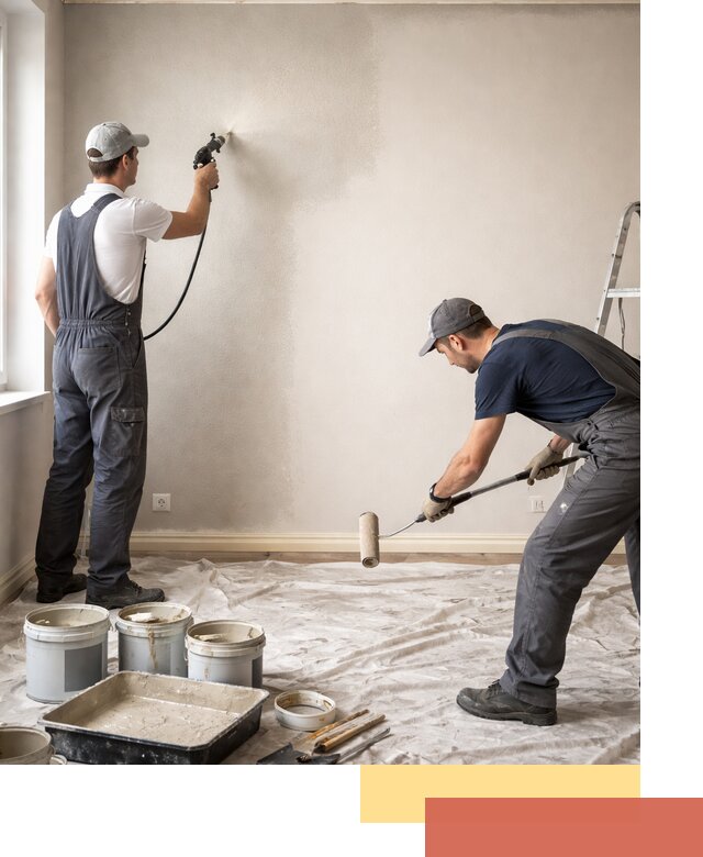 Покраска стен моющейся краской и защита поверхностей в Вологде