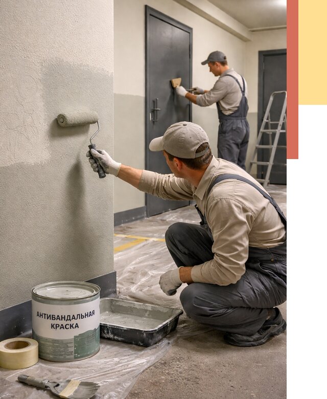 Покраска стен антивандальной краской в Вологде от 4622 руб./м² под ключ | ОТДЕЛОЧНИК-Вгд