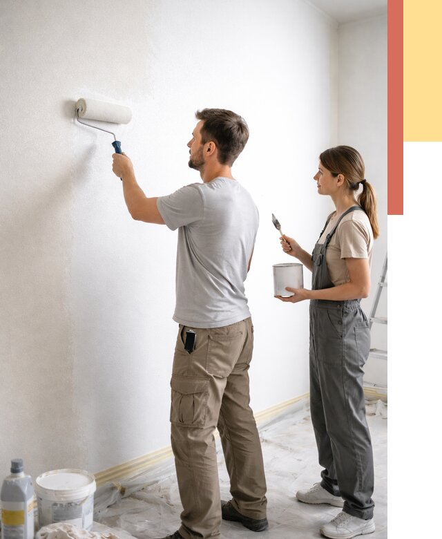 Окраска стен по стеклохолсту в Вологде от 4622 руб/м² под ключ | ОТДЕЛОЧНИК-Вгд