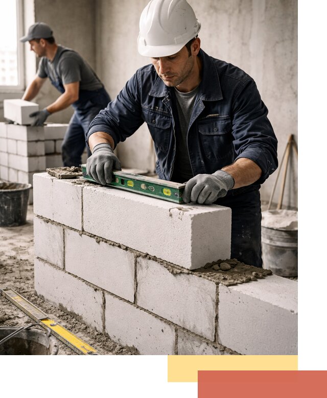 Кладка перегородок из пеноблока под ключ в Вологде