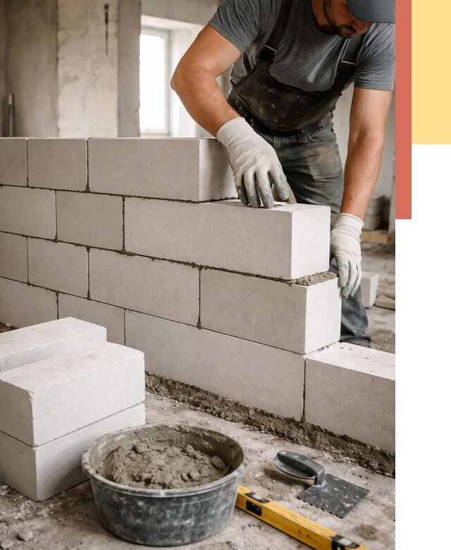 Кладка перегородок из силикатного блока в Вологде от 4109 руб. под ключ | ОТДЕЛОЧНИК-Вгд