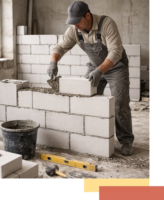 Кладка перегородок из силикатного блока в Вологде