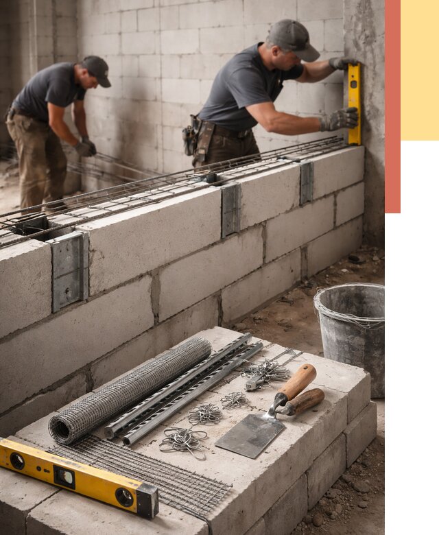 Армирование кладки перегородок в Вологде от 770 руб. под ключ | ОТДЕЛОЧНИК-Вгд