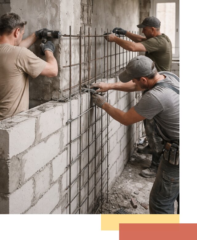 Армирование кладки перегородок в Вологде профессионально и надёжно