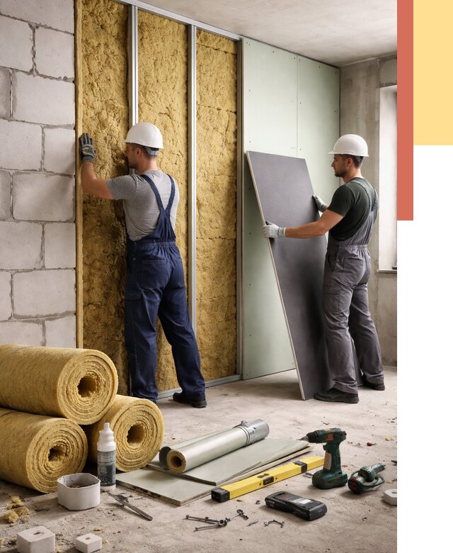 Шумоизоляция перегородок из блоков в Вологде от 1900 руб./м² — быстро и недорого | ОТДЕЛОЧНИК-Вгд