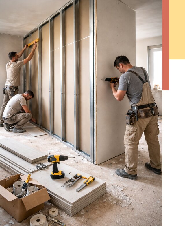 Монтаж однослойной перегородки из гипсокартона в Вологде от 668 руб. | ОТДЕЛОЧНИК-Вгд