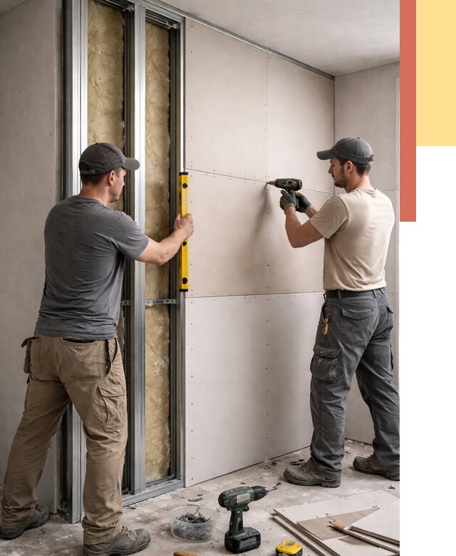 Монтаж двухслойной перегородки из гипсокартона в Вологде от 1489 руб. | ОТДЕЛОЧНИК-Вгд