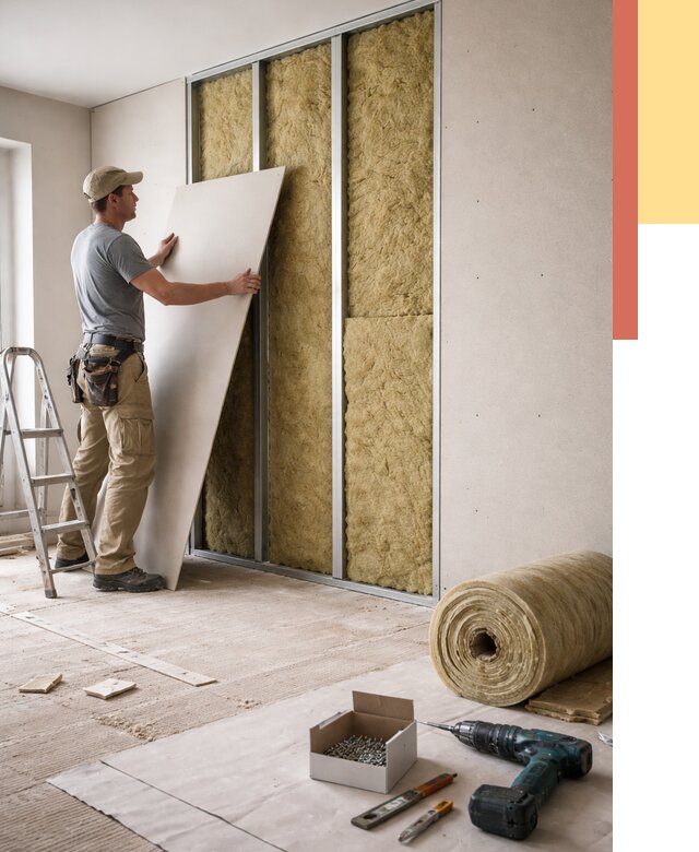 Перегородка из гипсокартона с шумоизоляцией в Вологде от 3205 руб. | ОТДЕЛОЧНИК-Вгд