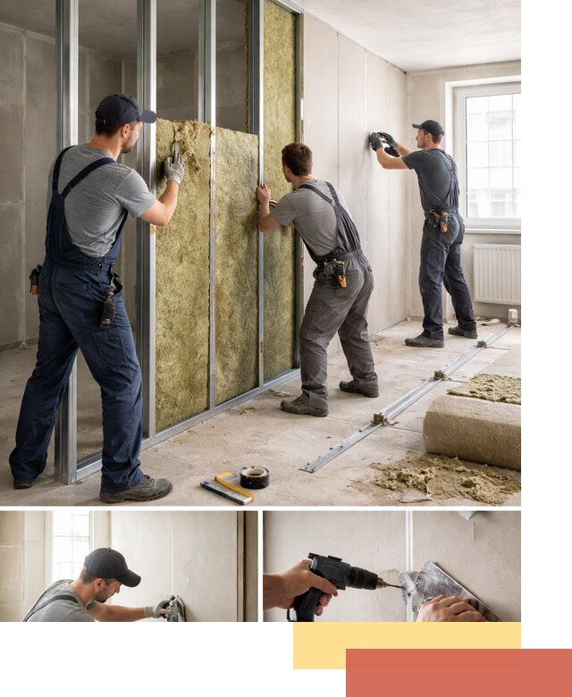 Перегородка из гипсокартона с шумоизоляцией в Вологде — монтаж под ключ