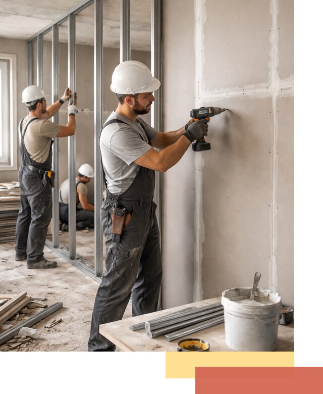 Перегородки из огнестойкого гипсокартона в Вологде под ключ