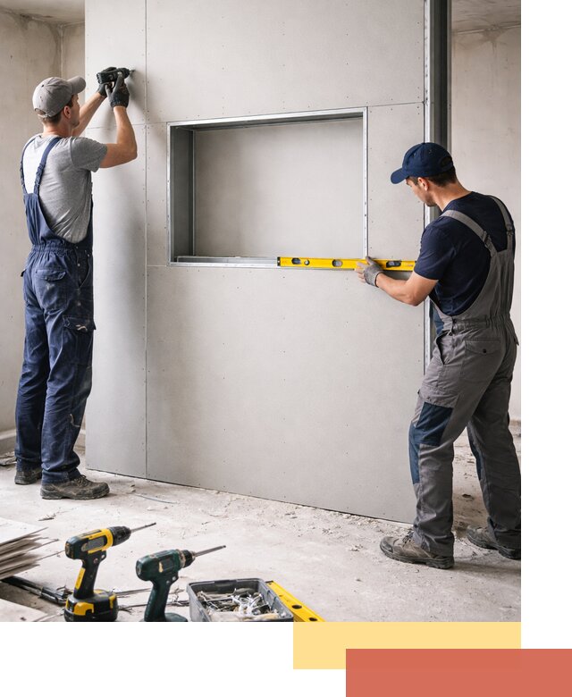 Перегородка из гипсокартона с нишей под декор в Вологде