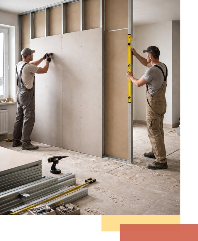 Зонирующая перегородка из гипсокартона под ключ в Вологде