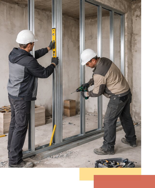 Монтаж каркаса перегородки из профиля в Вологде