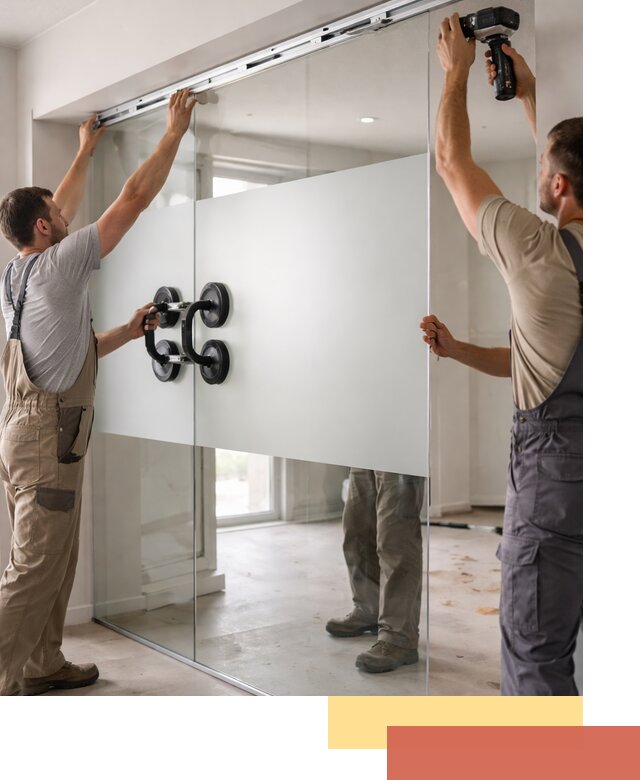 Матовые стеклянные перегородки под ключ в Вологде