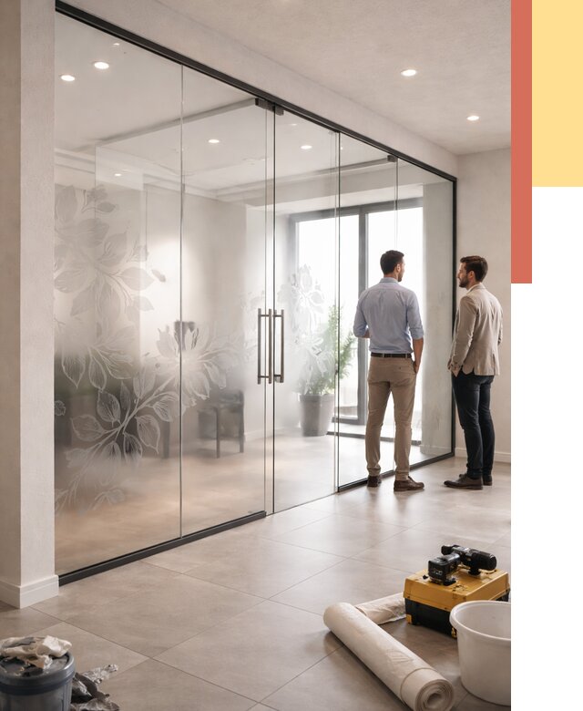 Стеклянные перегородки с рисунком в Вологде от 12840 руб. монтаж и нанесение | ОТДЕЛОЧНИК-Вгд