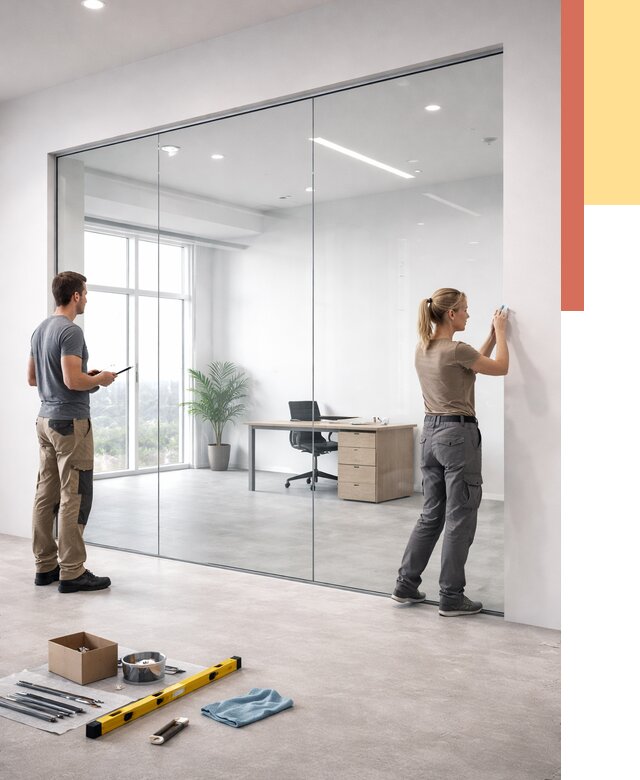 Перегородки из закаленного стекла в Вологде от 9758 руб. под ключ | ОТДЕЛОЧНИК-Вгд