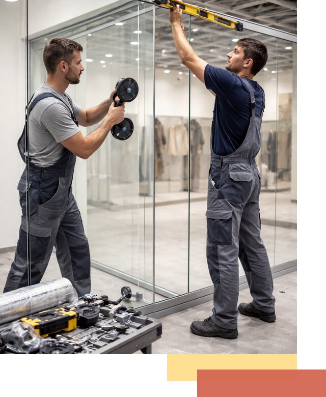 Стеклянные перегородки для магазинов в Вологде — монтаж и установка