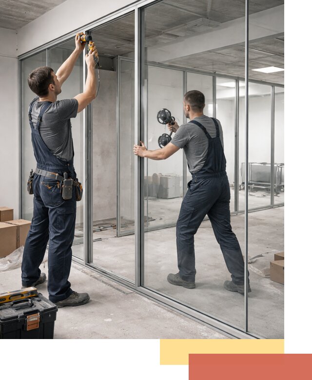 Алюминиевые перегородки со стеклом в Вологде — изготовление и монтаж