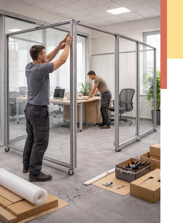 Мобильные офисные перегородки в Вологде от 12840 руб. — установка под ключ | ОТДЕЛОЧНИК-Вгд