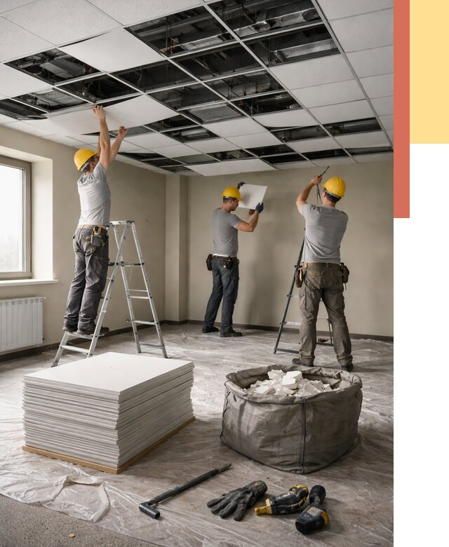 Демонтаж потолка Армстронг в Вологде от 4622 руб. быстро и недорого | ОТДЕЛОЧНИК-Вгд